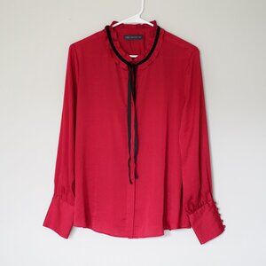 Marks & Spencer Ruffled Tie-neck blouse size M